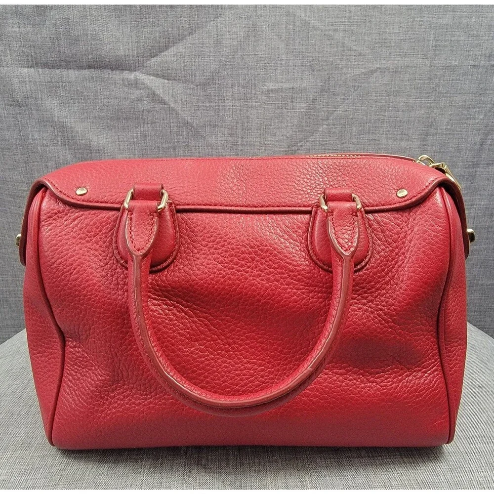 Coach Mini Bennett Satchel F36677 Red Pebbled Leather Handbag Gold Hardware